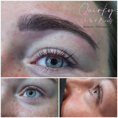 Bold and dark brow tint, wax, and tidy