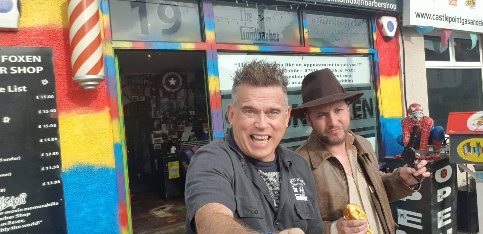 Indiana Jones visits The Barber Shop of Superheroes and Movies