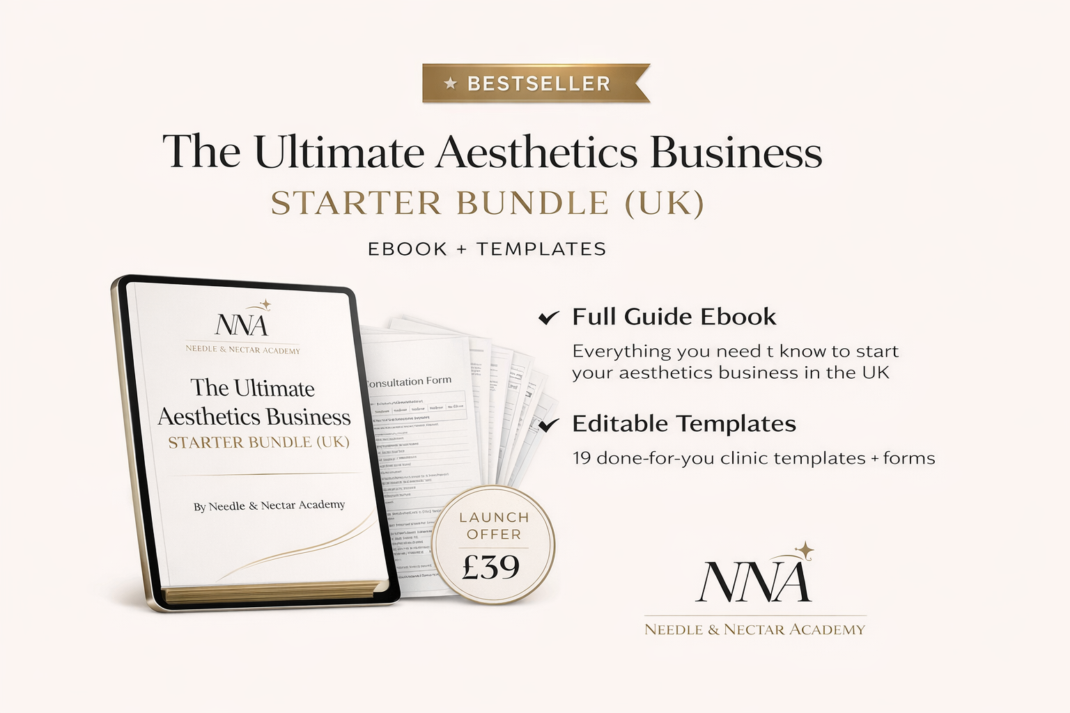 Aesthetics Business Starter Bundle UK | PMU Beauty Business Guide + Editable Templates | How to Start Aesthetics Business UK