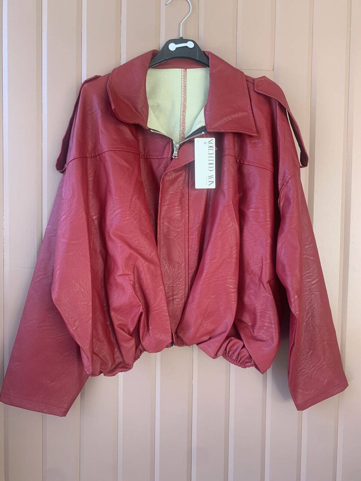 Veste simili cuir bordeaux 