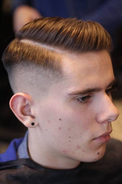 classic combover with hard parting