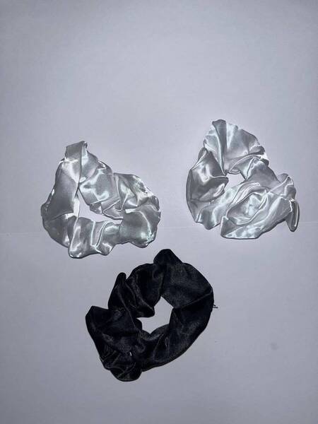 Chouchou en satin - Noir / blanc