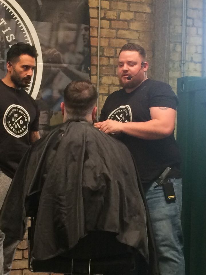 Davie on stage Liverpool at great british barber bash 